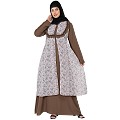 Designer Printed Shrug with Beige Inner abaya